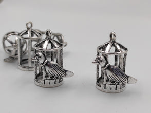 Cage Design With Bird Silver Oxidised Jhumka (100 gm)