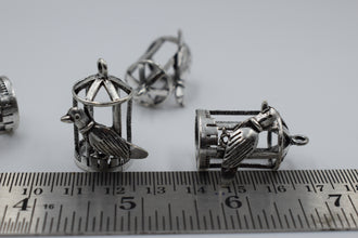 Cage Design With Bird Silver Oxidised Jhumka (100 gm)
