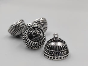 Beautiful Lotus Carving Silver Oxidised Jhumka Base(100 gm)