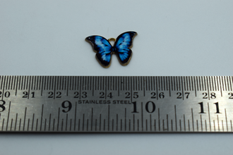 Black And Blue Butterfly Enamel Charm (10 Pcs)