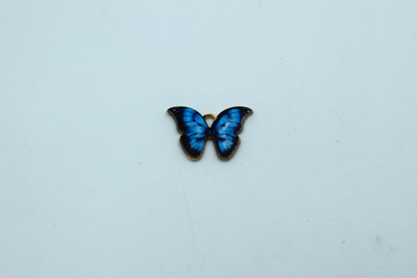 Black And Blue Butterfly Enamel Charm (10 Pcs)