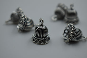 Small Size Alloy Silver Jhumka Base With Fine Texture (100 gm)