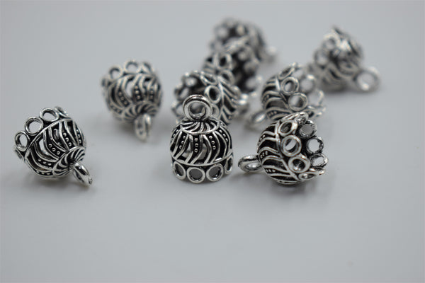 Small Size Alloy Silver Jhumka Base With Carving (100 gm)