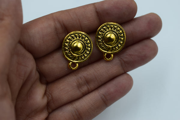 Rpund Golden Oxidised Ear Stud (100 gm)