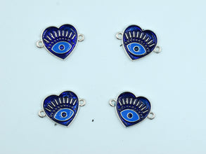 Heart Shape Navy Blue Color Evil Eye Rakhi pendant With Silver Color Base (Pack of 12)