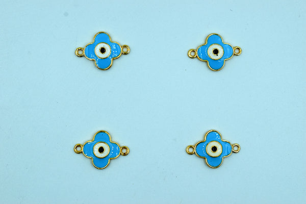 Sky Blue Color Flower Design Evil Eye Rakhi pendant (Pack of 12)