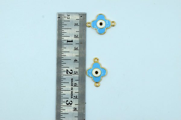 Sky Blue Color Flower Design Evil Eye Rakhi pendant (Pack of 12)