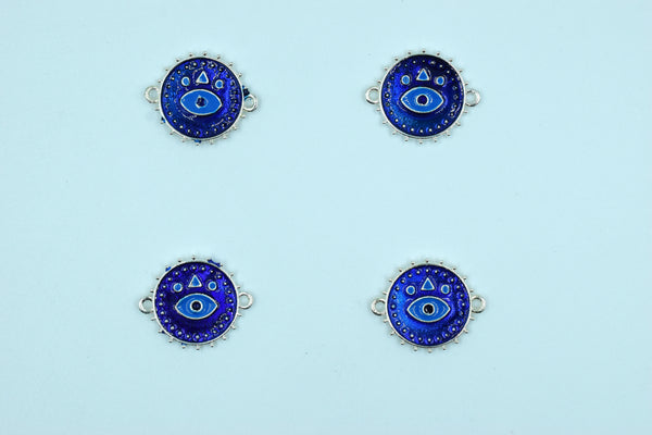 Round Unique Design Navy Blue Rakhi pendant With Silver Color Base (Pack of 12)