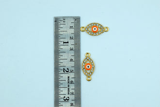 Stone Studded Orange Evil Eye Shaped Rakhi pendant (Pack of 12)