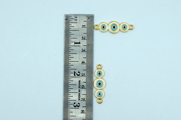 White Triple Evil Eye Rakhi pendant (Pack of 12)