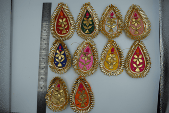 Orange Small Pan Shape Gotapatti Patch 3.5 Inch (5 Pc)