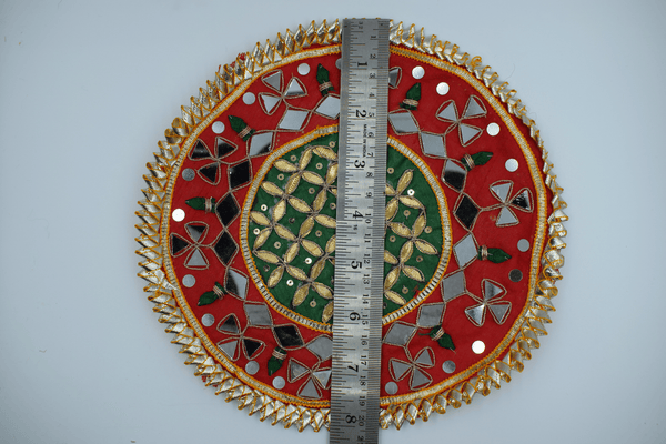 Green Jaal With Red Border Gotapatti Patch 8 Inch