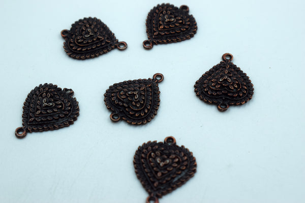 Black Polish Beautiful Heart Pendant For Bracelets (10 Pc)