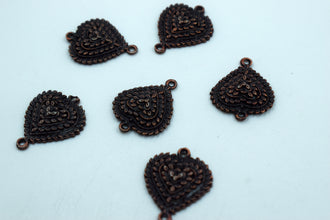Black Polish Beautiful Heart Pendant For Bracelets (10 Pc)