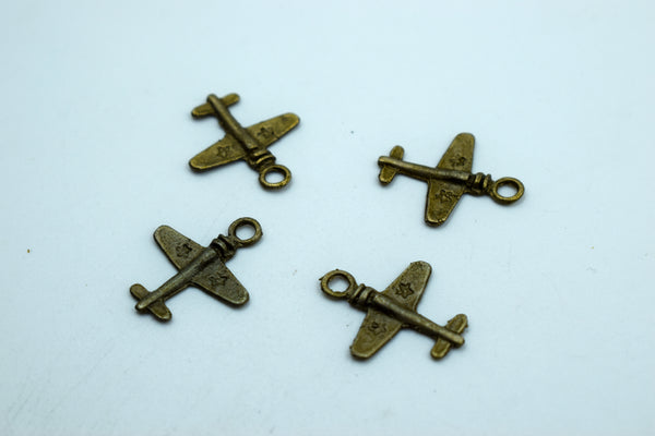 Cute Airplane Black Metal Charm (10 Pc)