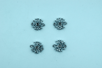American Diamond Flower Design Golden Base Pendant (2 Pc)