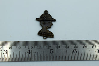 English Lady Black Metal Charm (10 Pc)