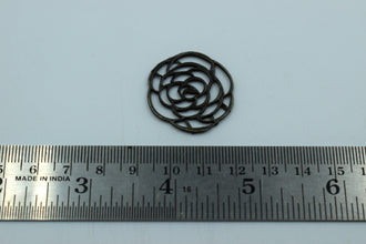 Trendy Black Metal Rose Charm (10 Pc)