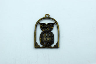 Owl In Cage Black Metal Charm (10 Pc)