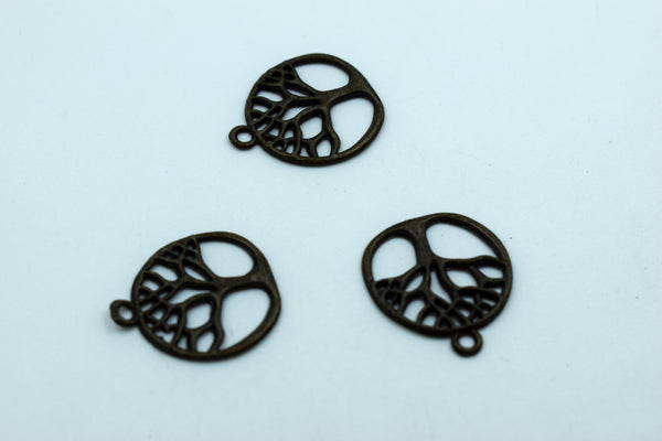 Tree Of Life Black Metal Charm (10 Pc)