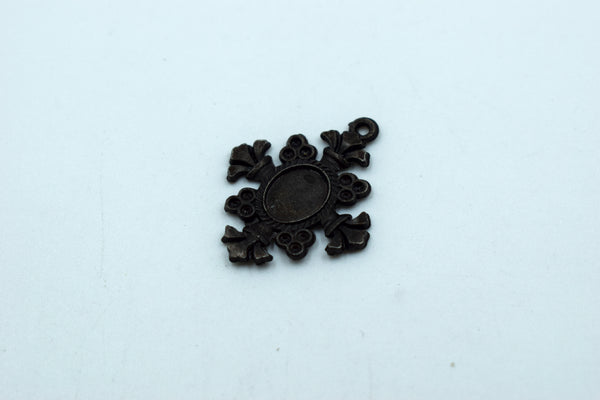 Cross With Stone Cavity Vintage Design Black Metal Charm (10 pc)