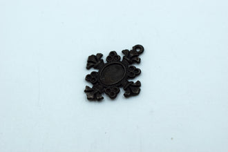 Cross With Stone Cavity Vintage Design Black Metal Charm (10 pc)